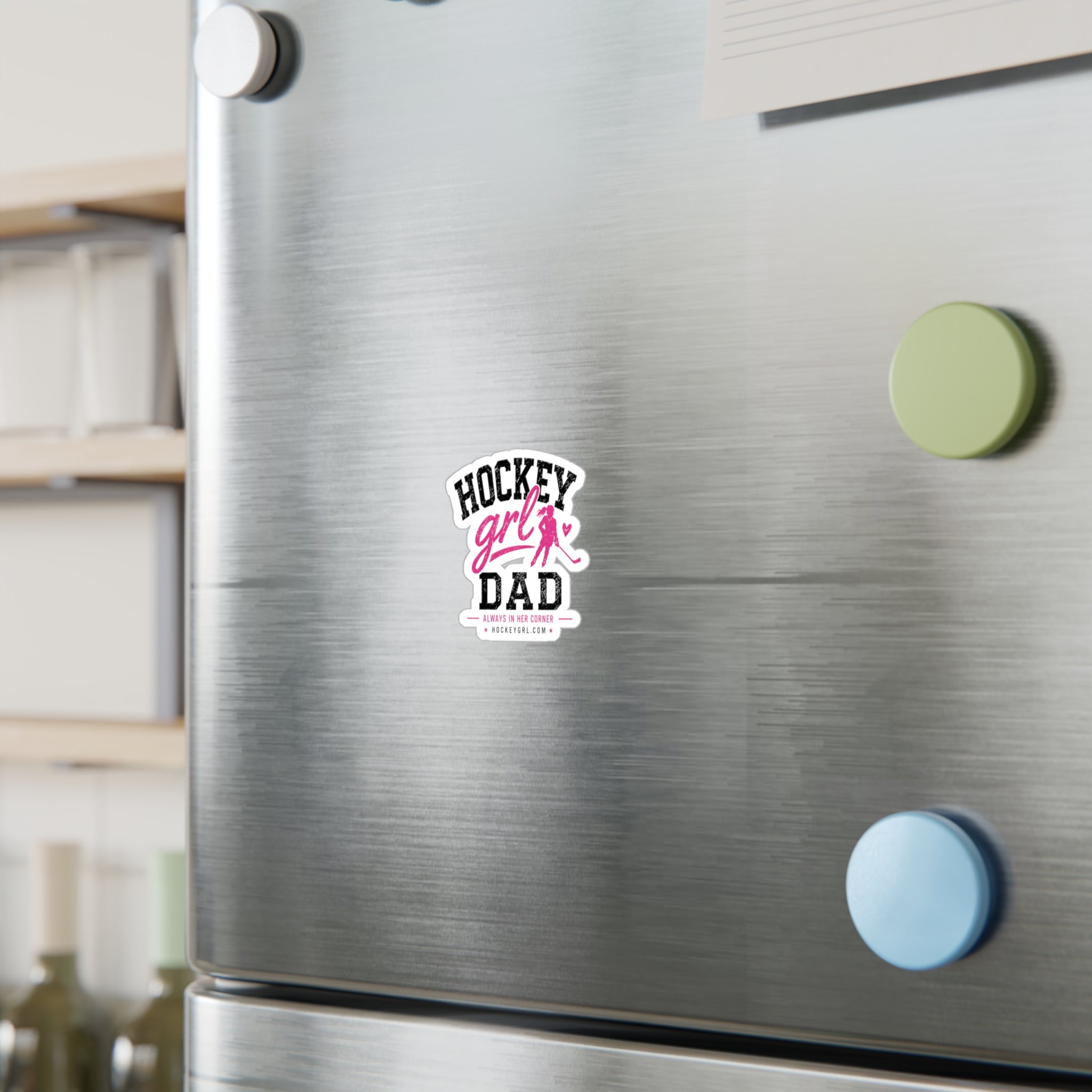 Hockey Girl Dad Vinyl Sticker — Kiss-Cut Decal for Proud Hockey Parents