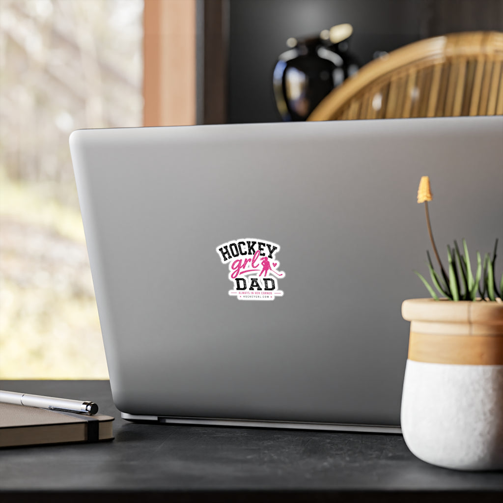 Hockey Girl Dad Vinyl Sticker — Kiss-Cut Decal for Proud Hockey Parents